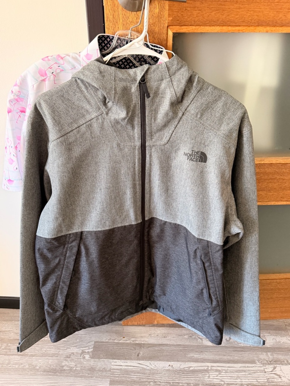 The North Two-Tone Gray Hooded Rain Jacket